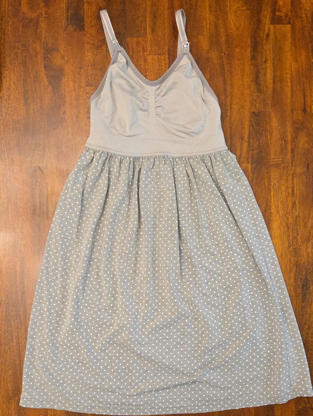 Motherhood Maternity Light Gray Polka Dot Nursing Chemise